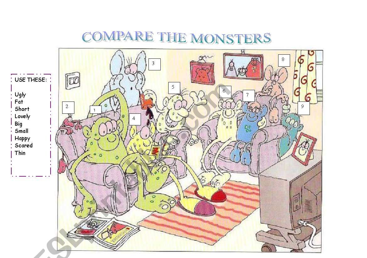 Comparing monsters worksheet