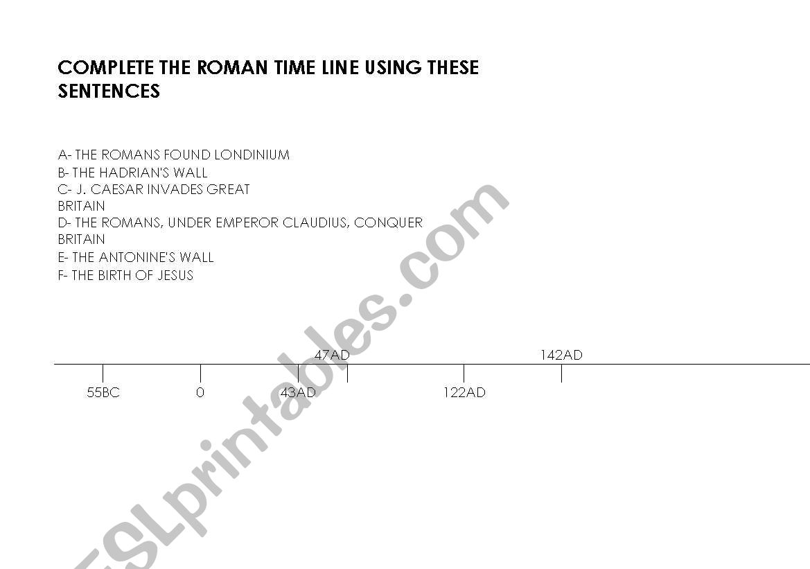 Roman timeline worksheet