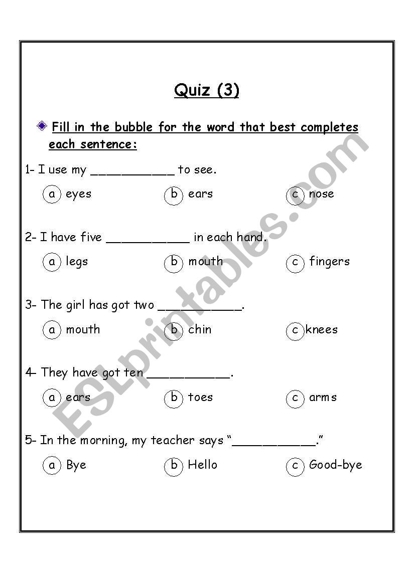 Exercise worksheet
