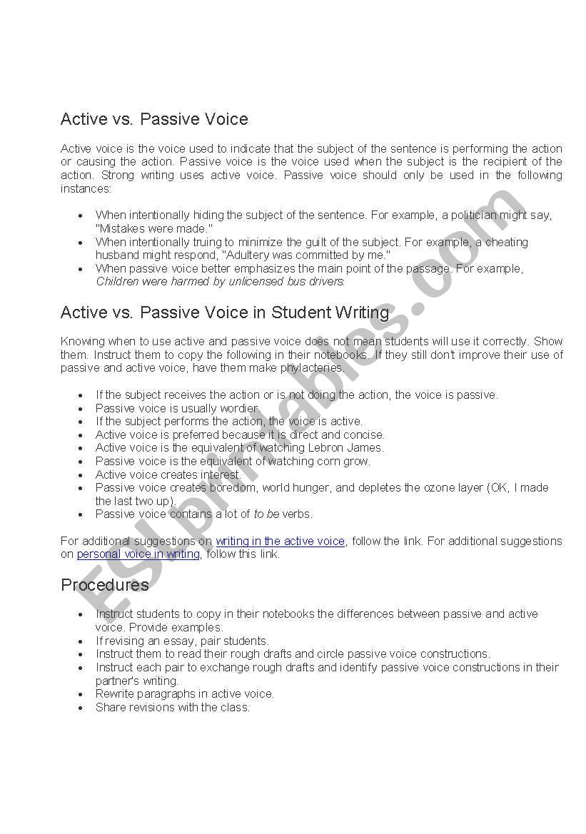 voices worksheet