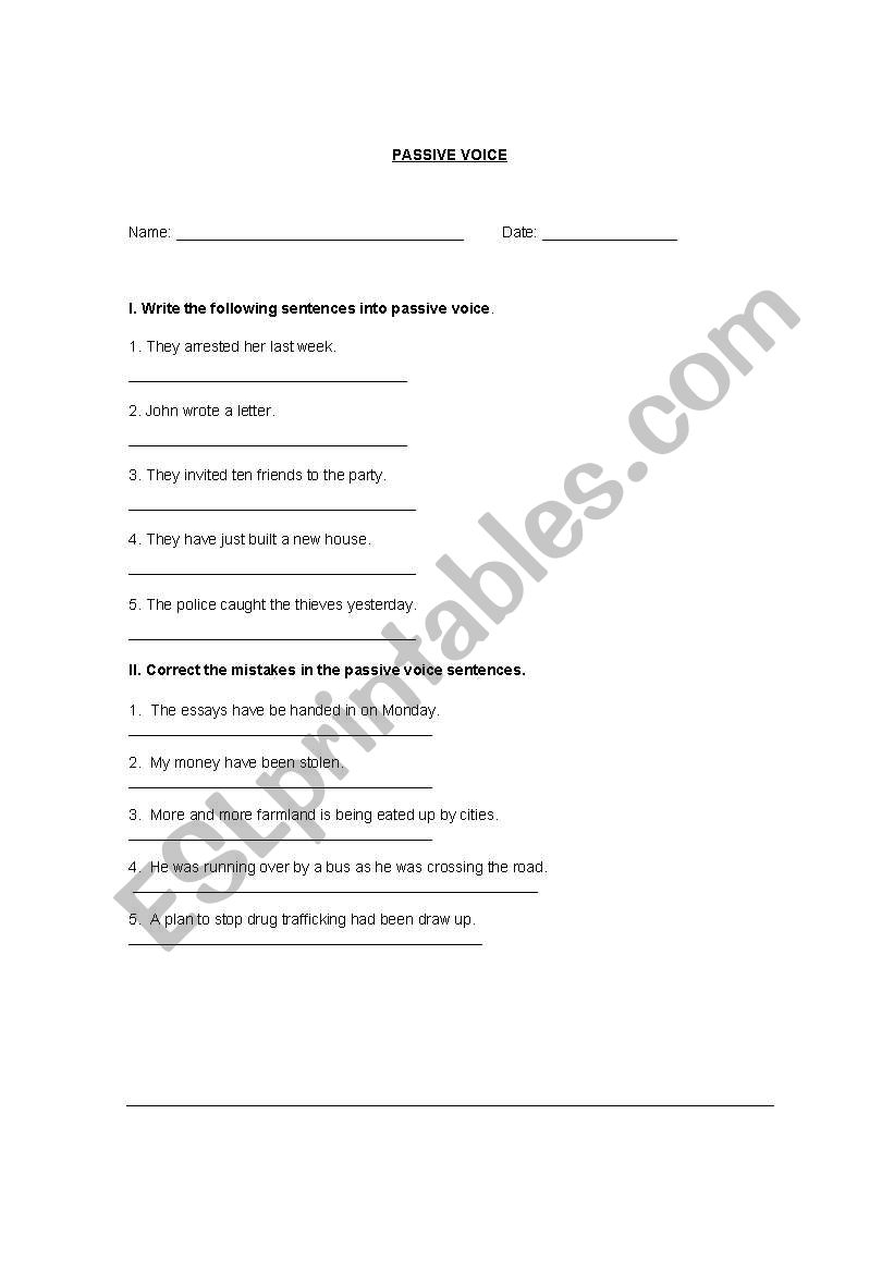 Passiv voice worksheet