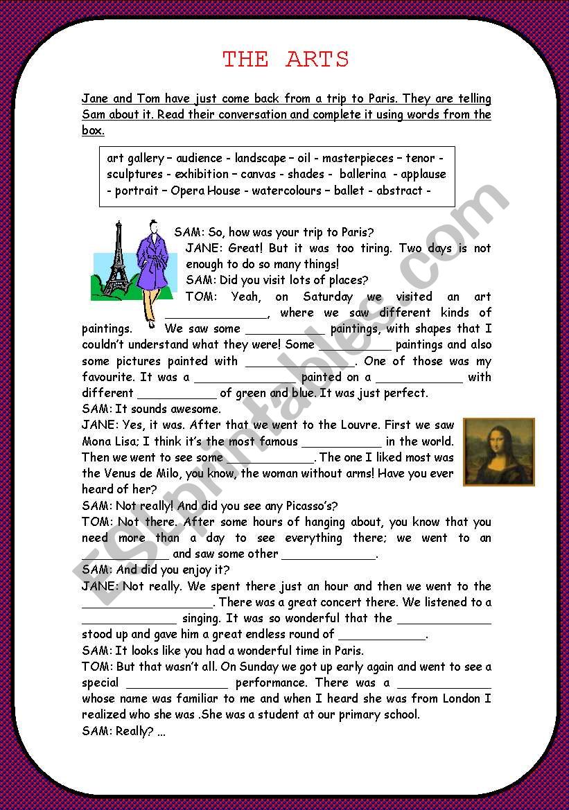 Art vocabulary worksheet