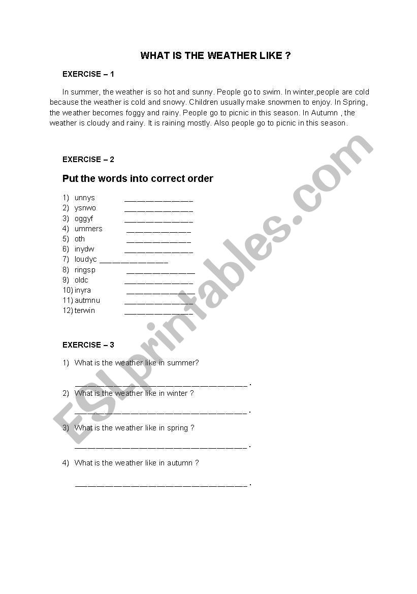 What is the weather? worksheet