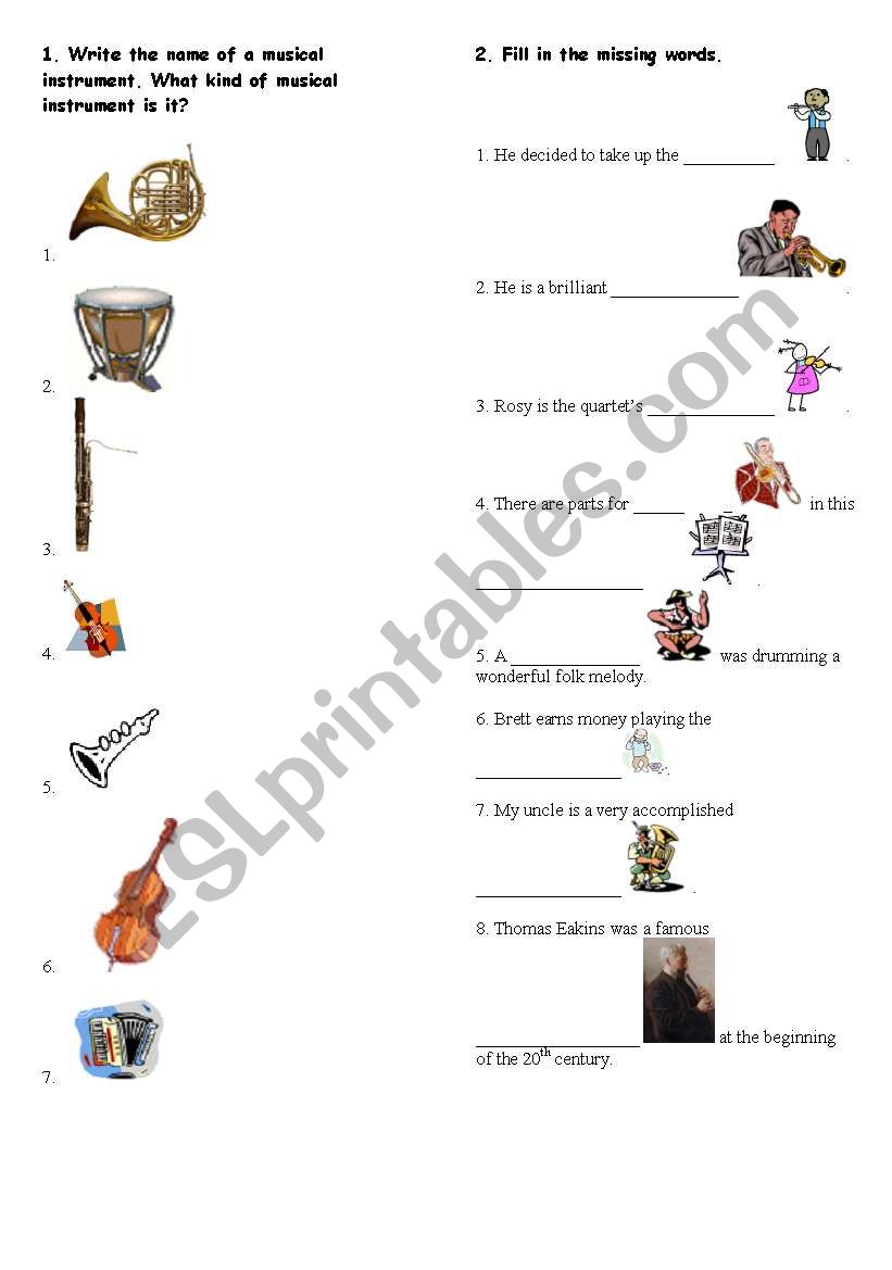 Musical Instruments Quizz worksheet