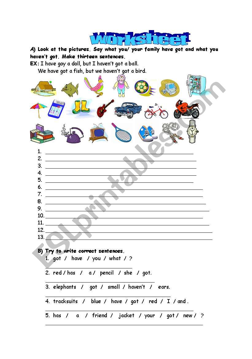 What have you got ? worksheet