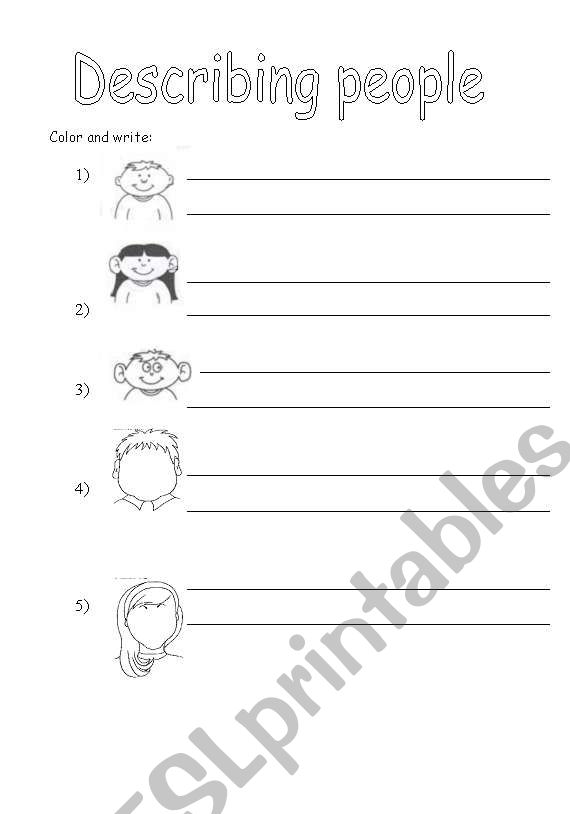 desribing people worksheet