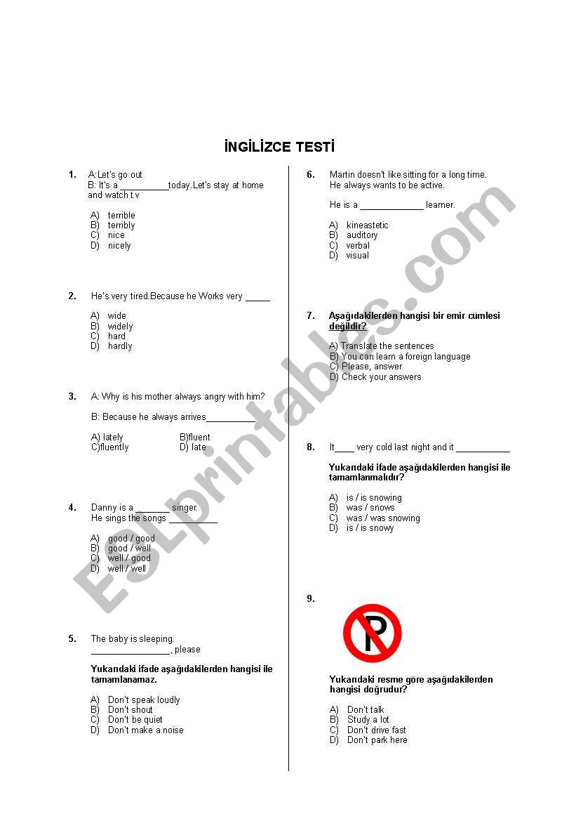 Mixed multiple choice questions