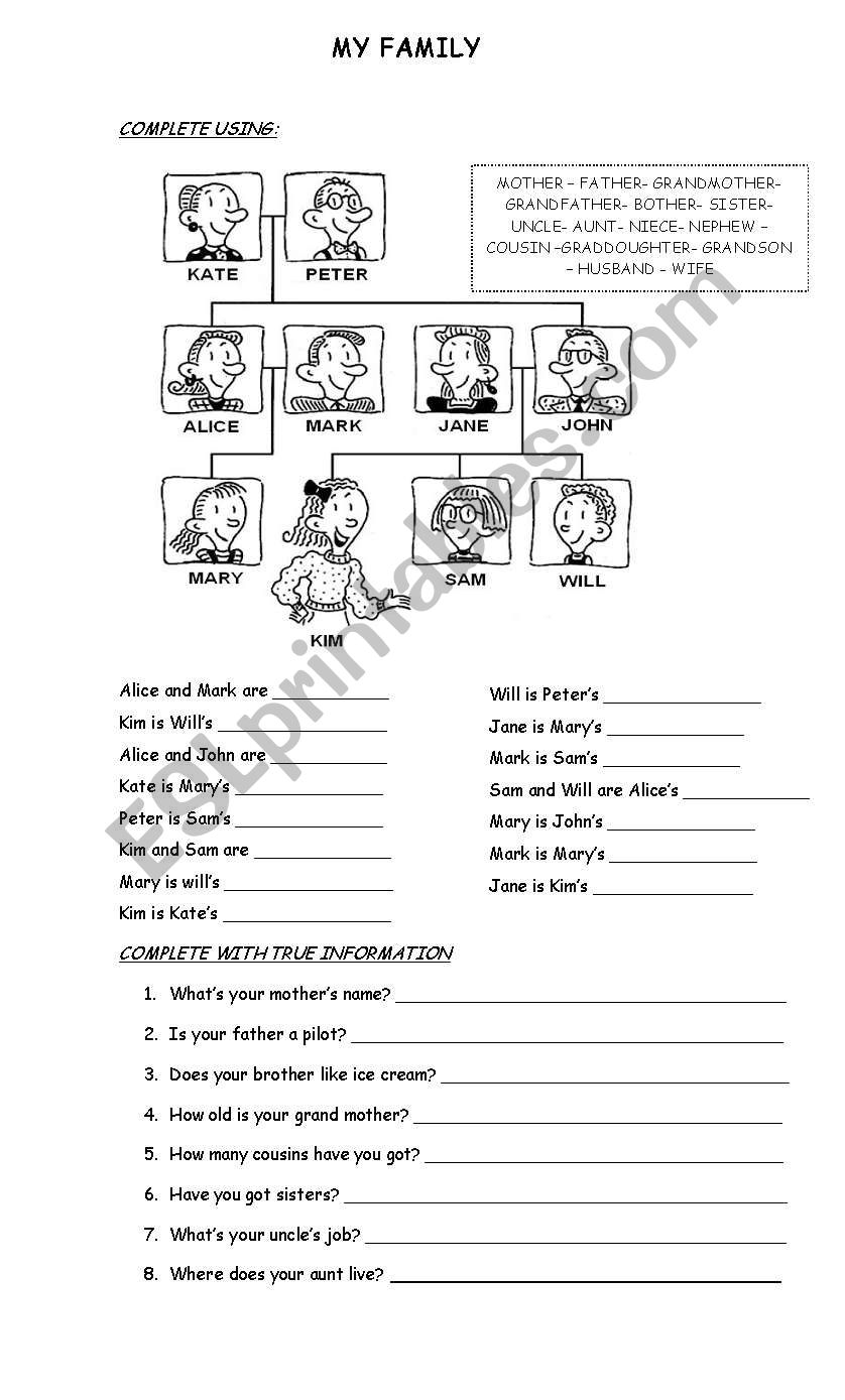 Family worksheet