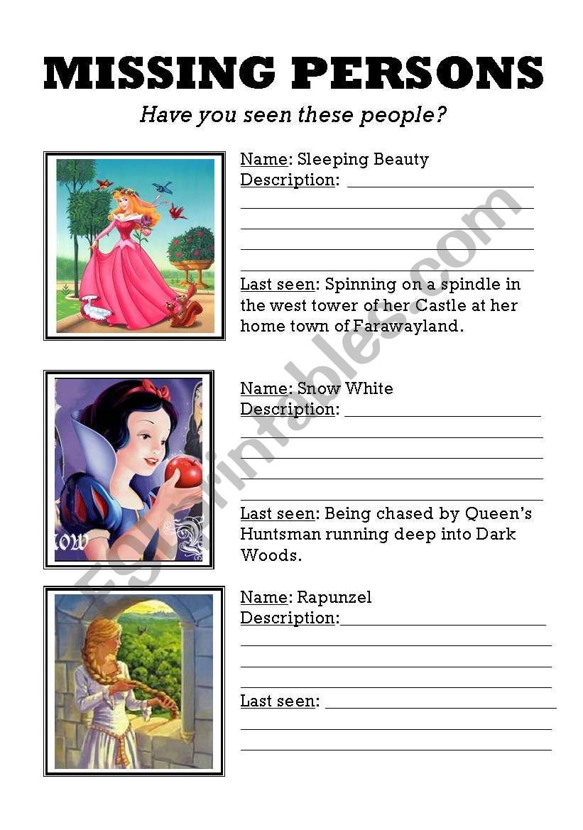 Fractured Fairy Tales Esl Worksheet By Berushka