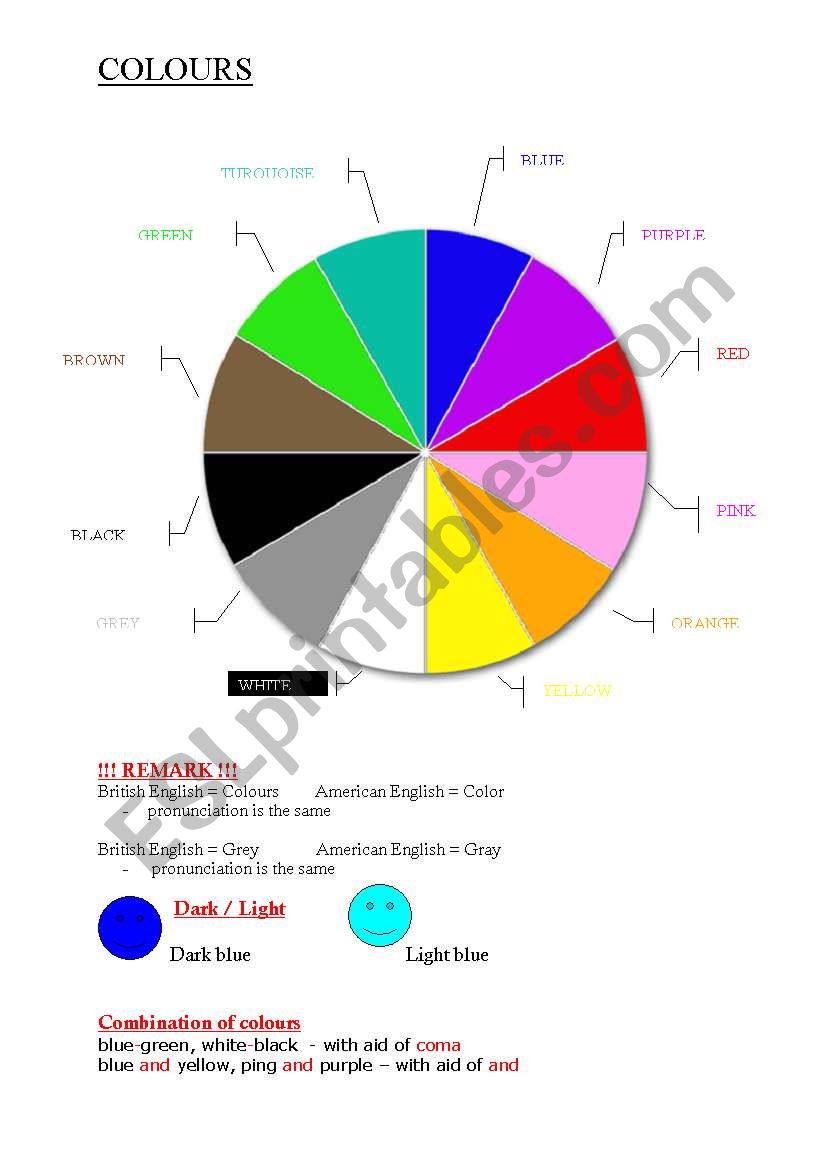 Colours worksheet