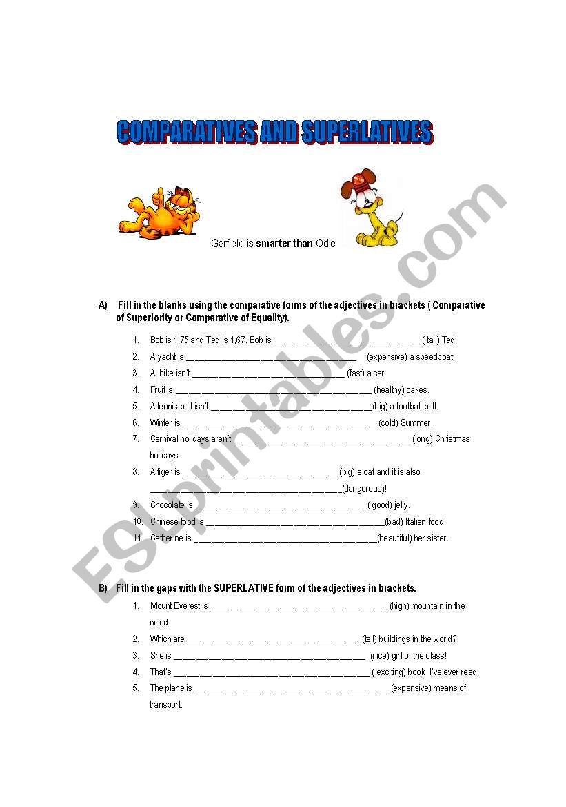 Comparatives and Superlatives worksheet