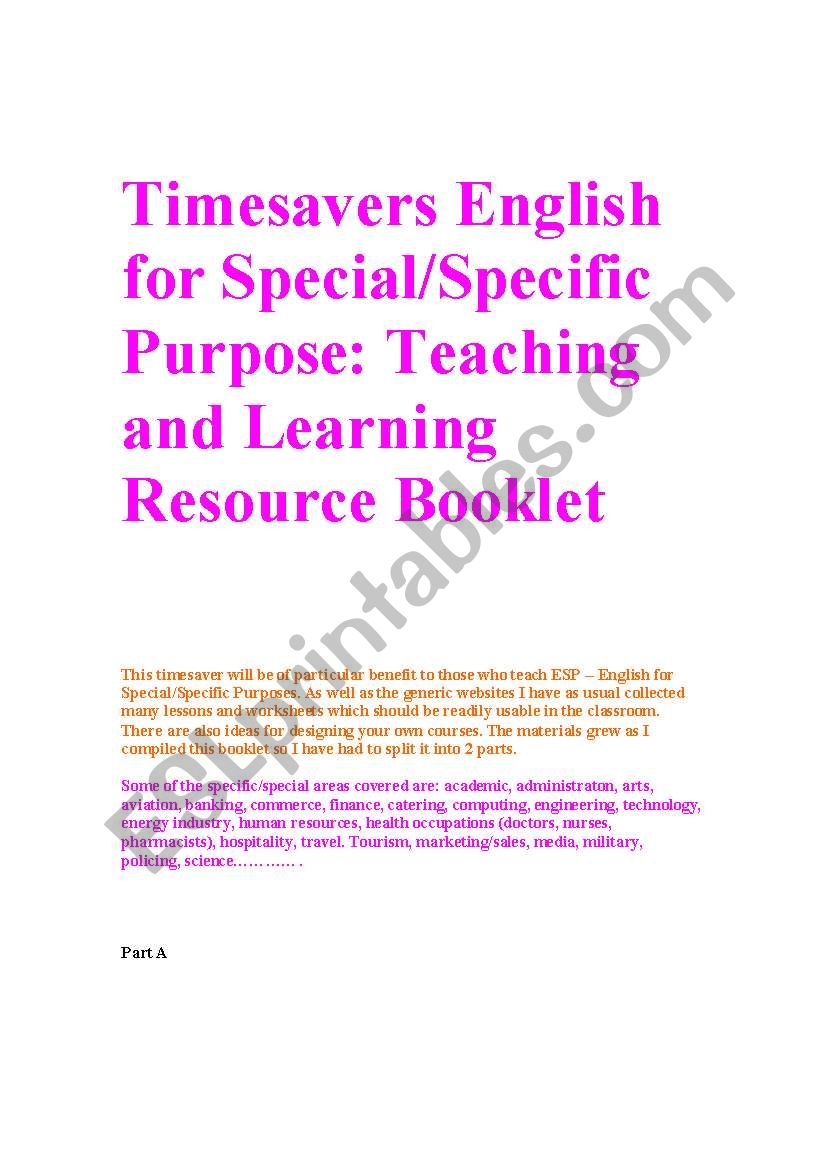 Timesavers english for specific purpose booklet part a