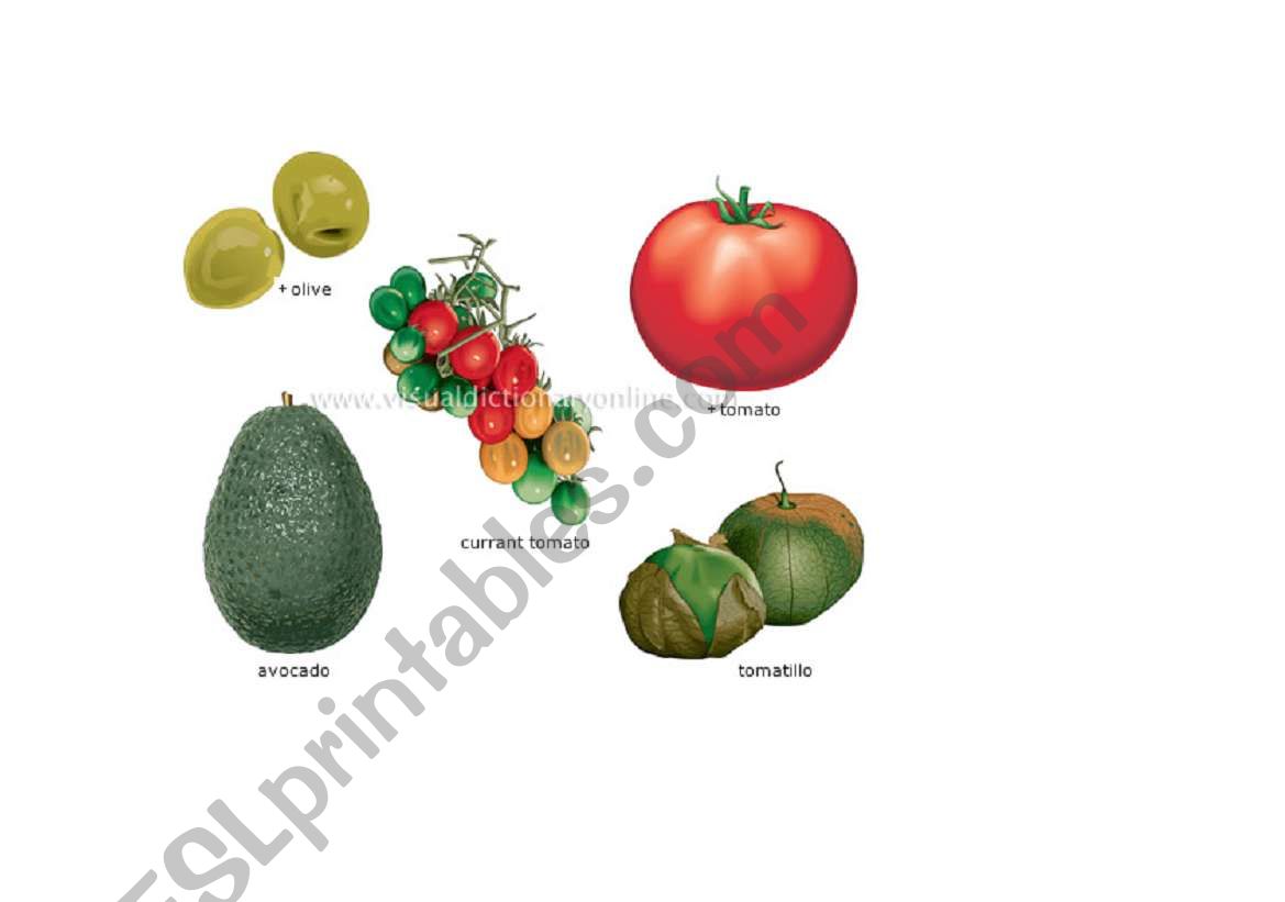  fruits and vegetables 2/6 worksheet
