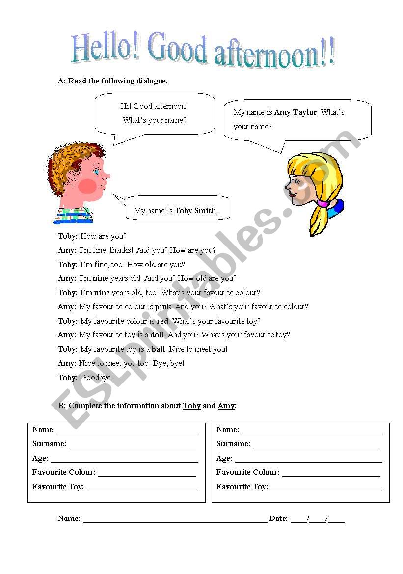 Personal Identification worksheet