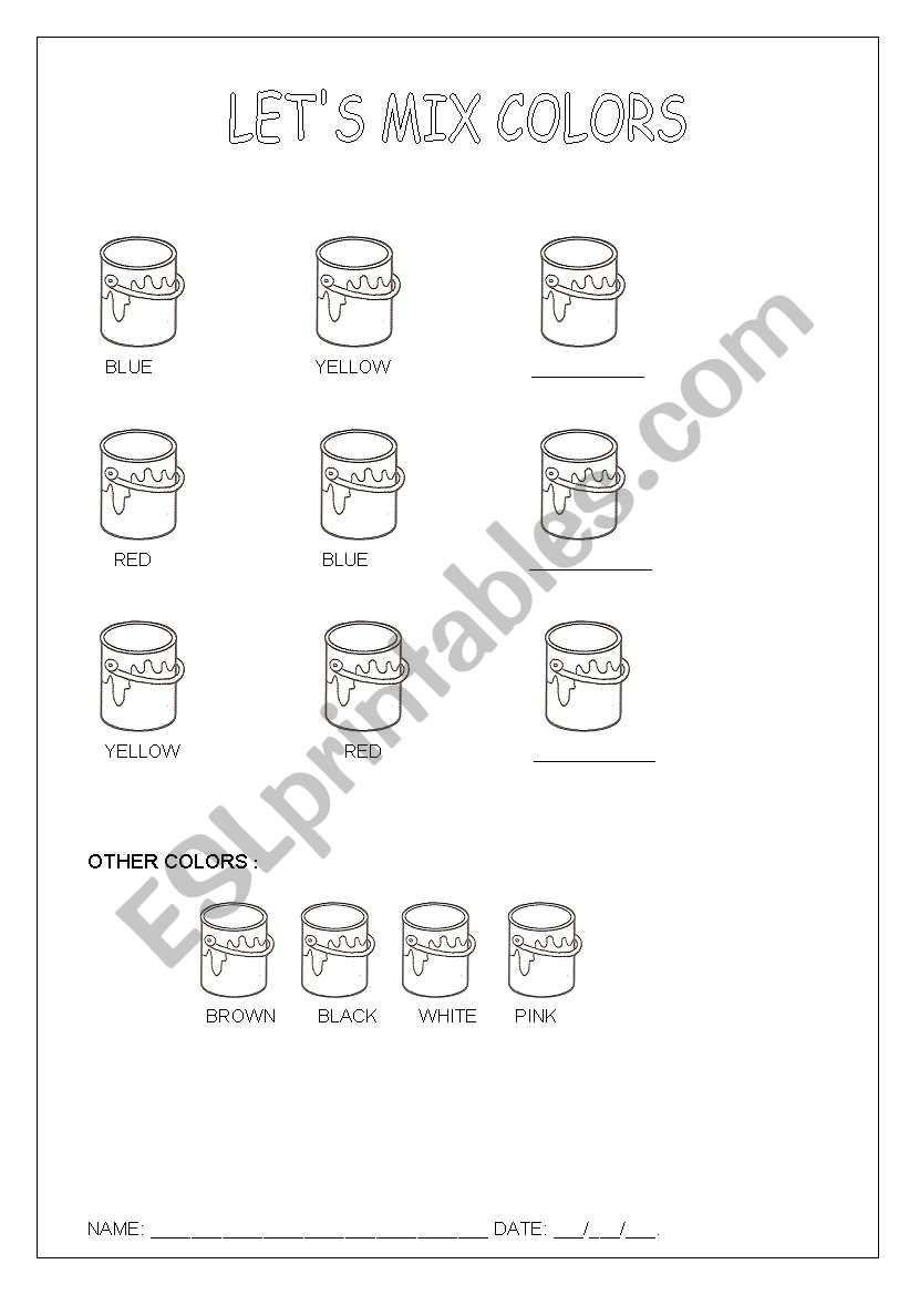 colors worksheet