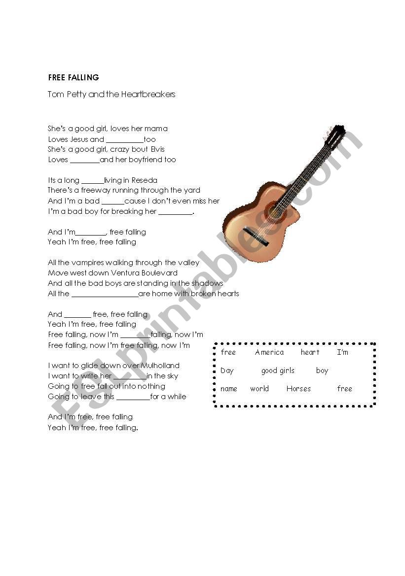 Free Falling by Tom Petty worksheet