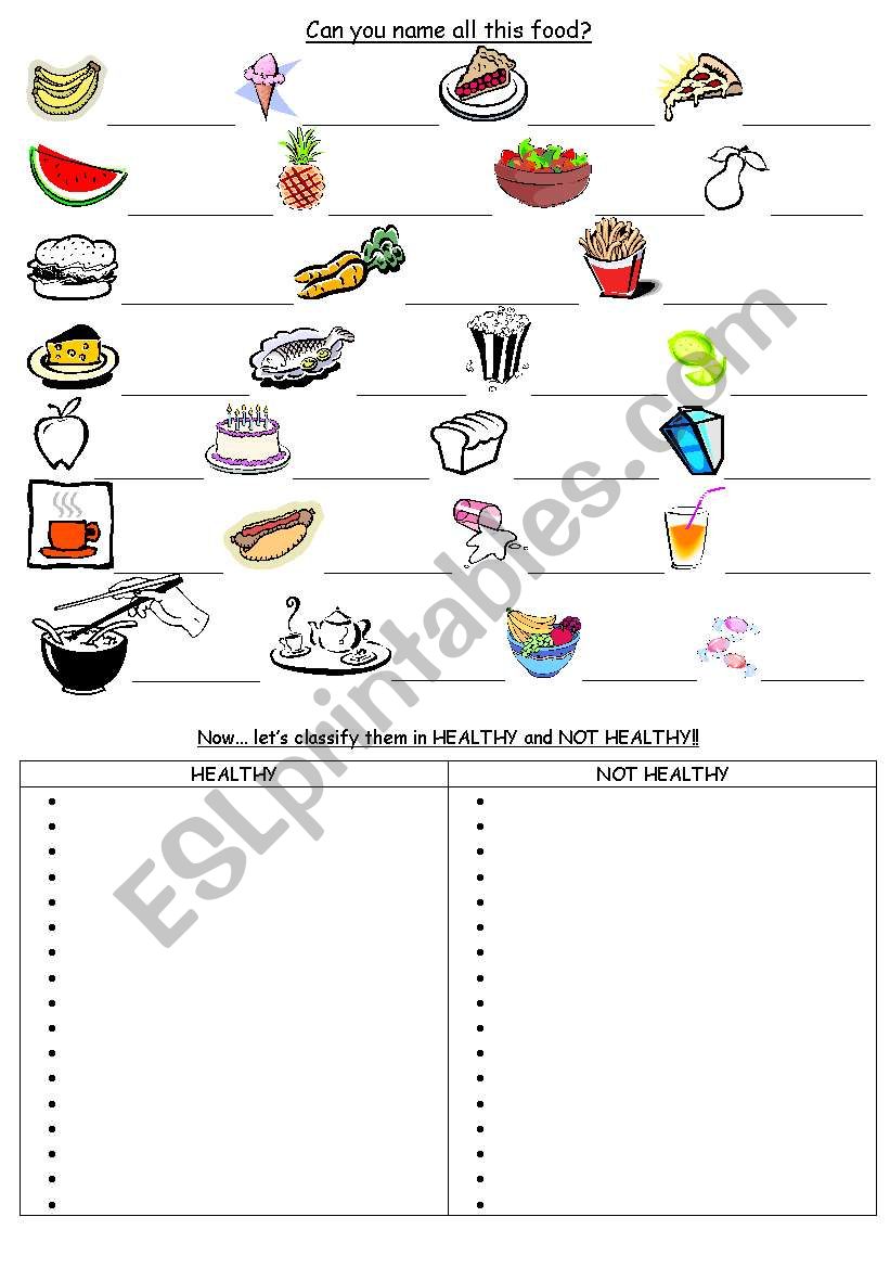 food worksheet