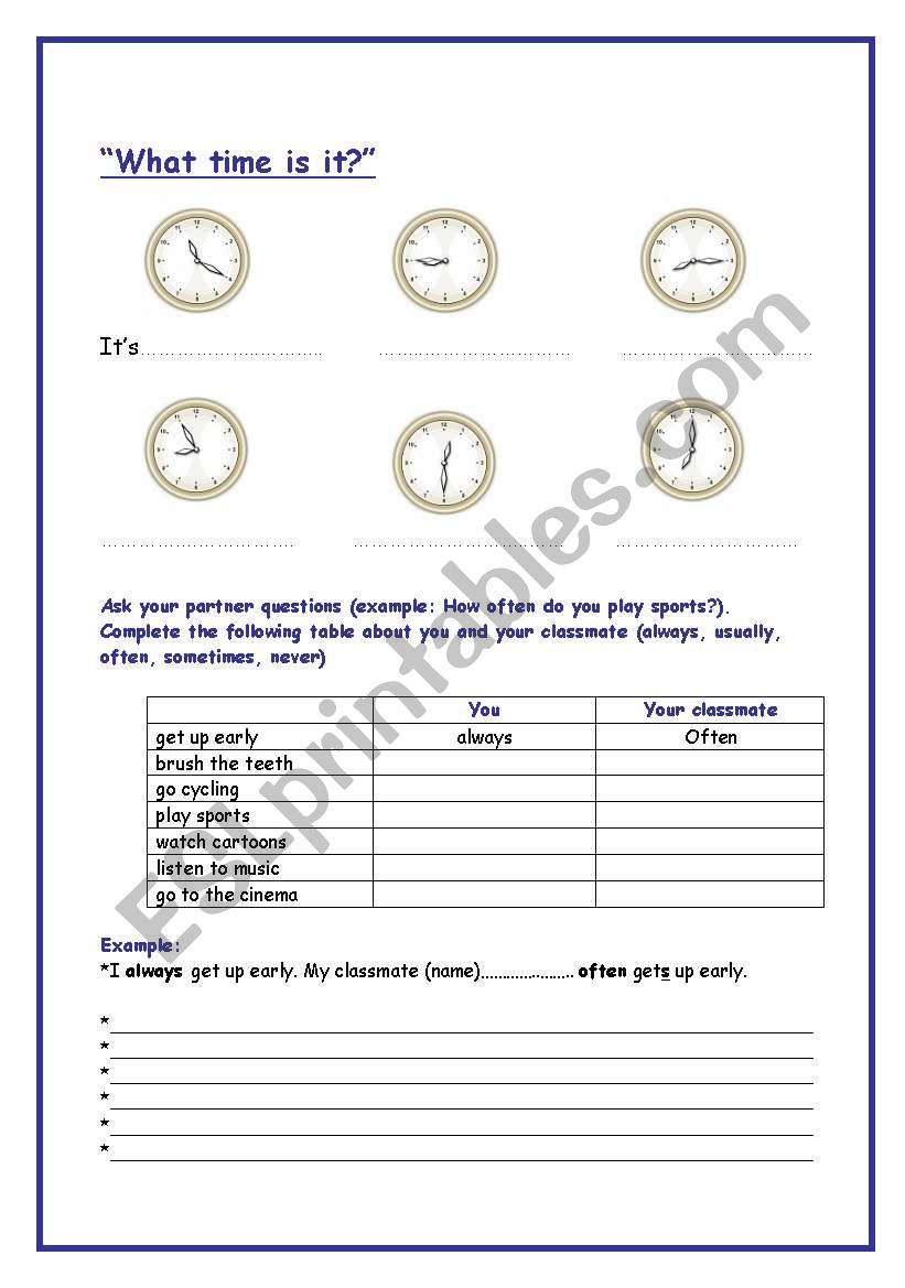 What time is it? worksheet