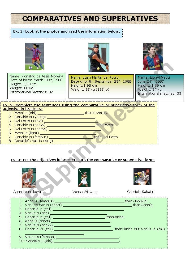 Comparatives and superlatives- sport stars