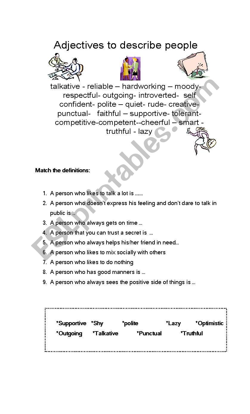 describing people worksheet
