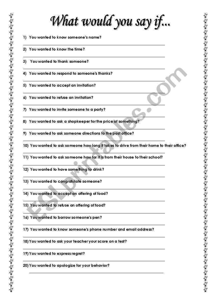 What would you say if.... worksheet