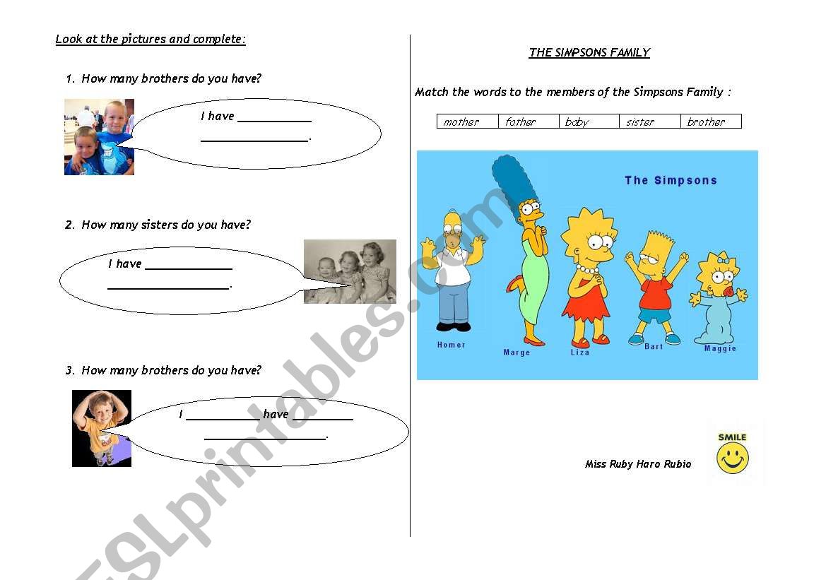 FAMILY WORKSHEET worksheet