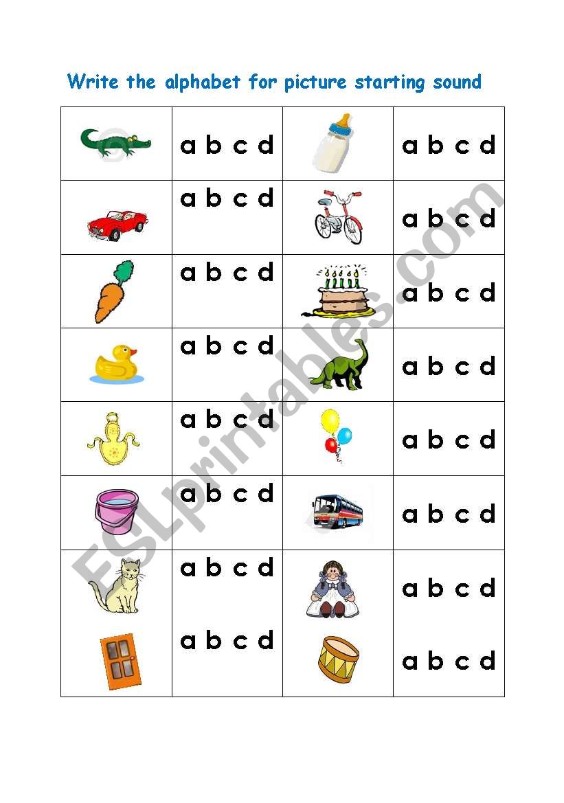 Circle the correct alphabet Part 1 (A B C D) ESL worksheet by Barkha