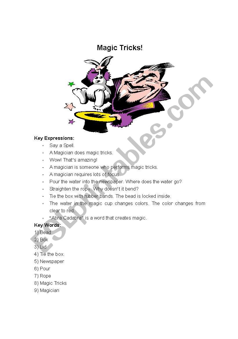 Magic Trick worksheet