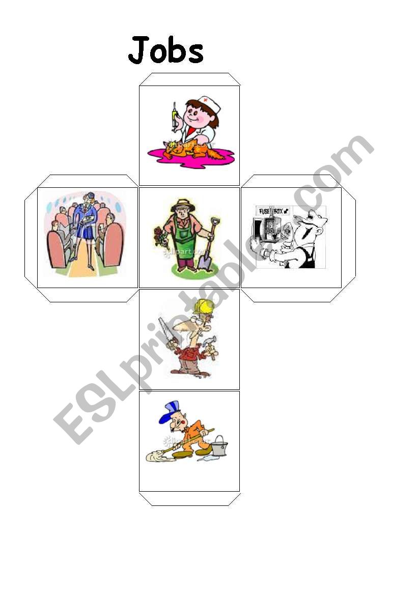Jobs dice 2 for JOBS game see jobs dice 1 and board game cards ESL