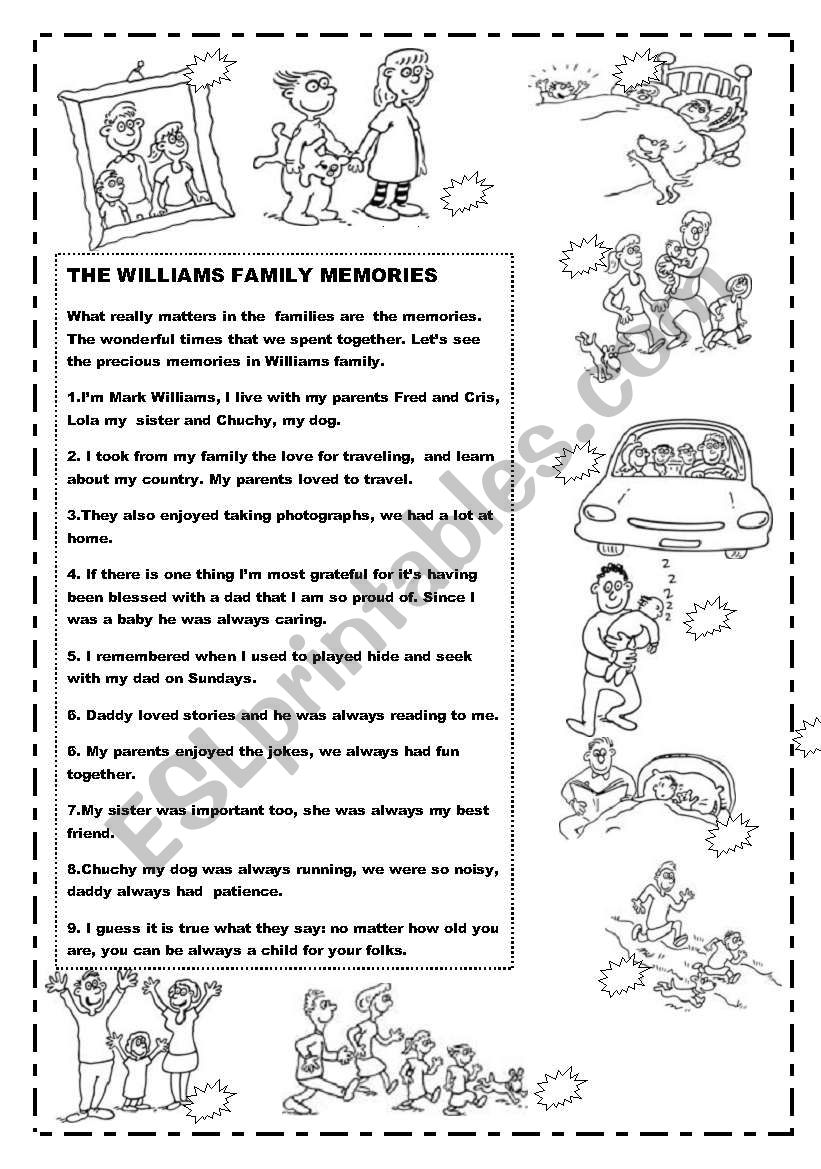 THE WILLIAMS FAMILY MEMORIES worksheet