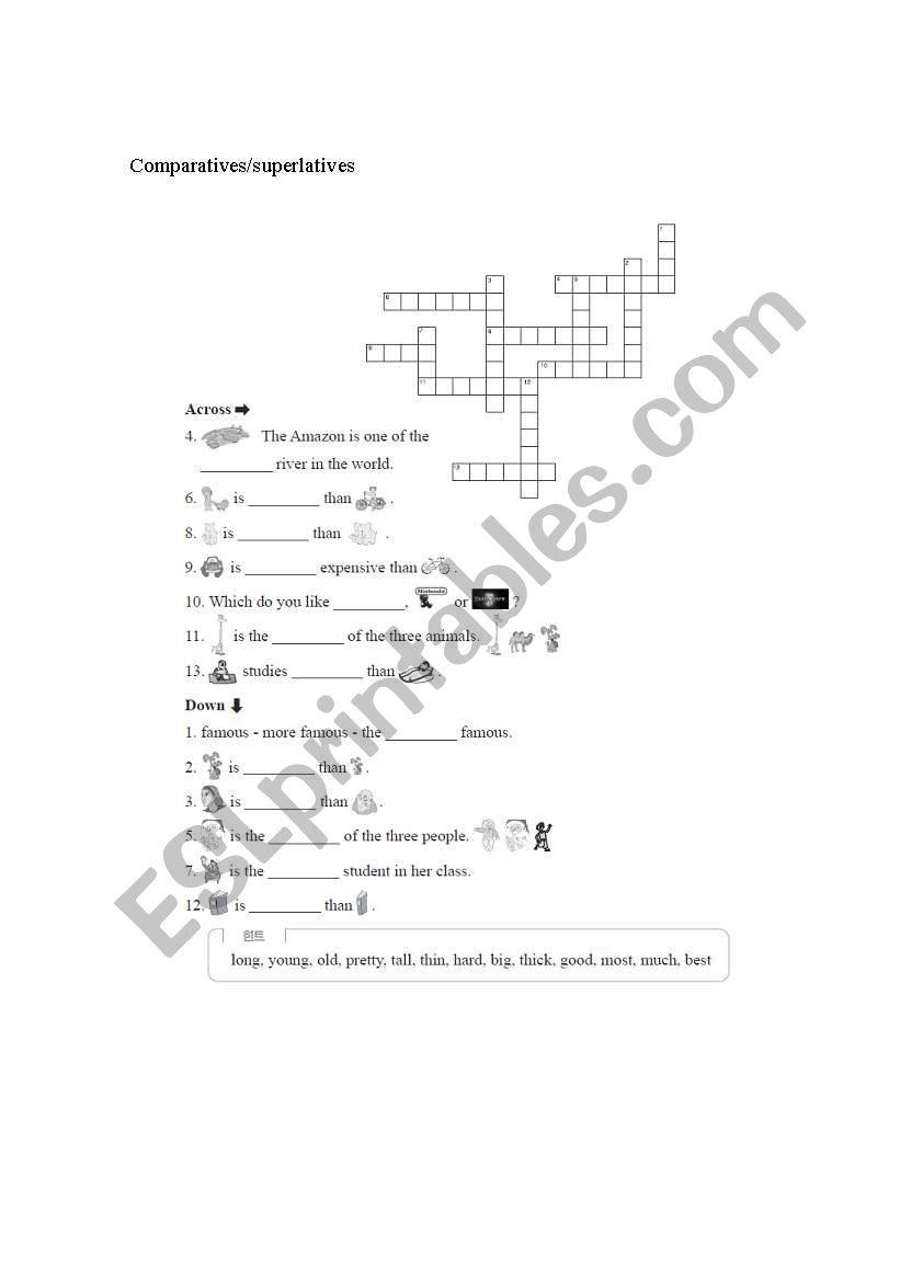 Comparatives/superlatives worksheet