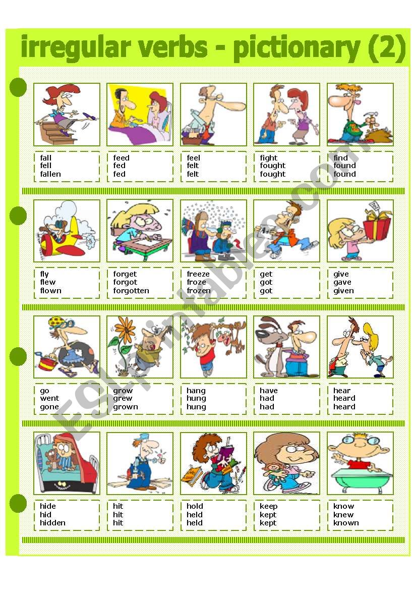 IRREGULAR VERBS - PICTIONARY 2 - PART 2