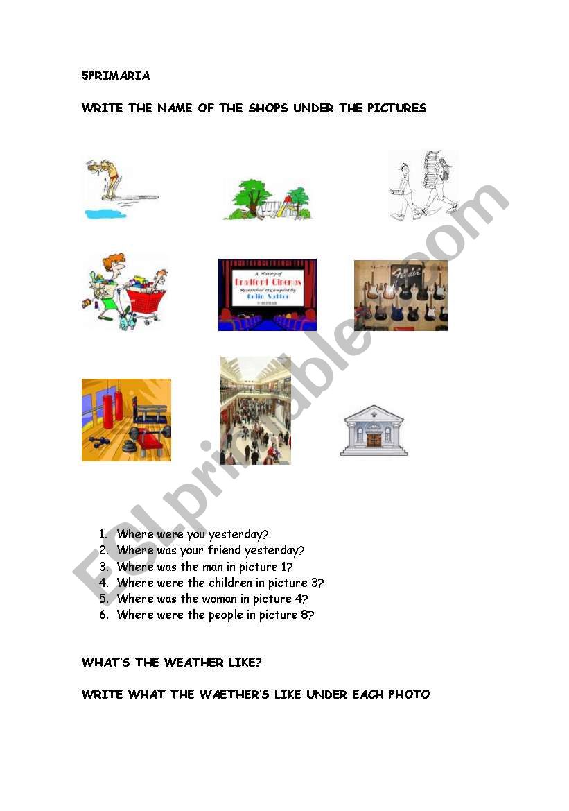 5 Primaria Galaxy Shops worksheet