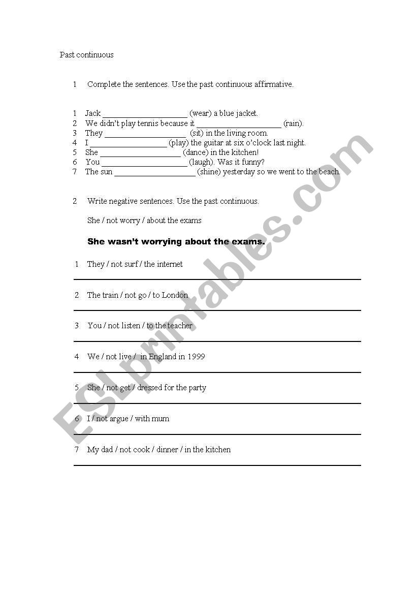 Past Continuous worksheet