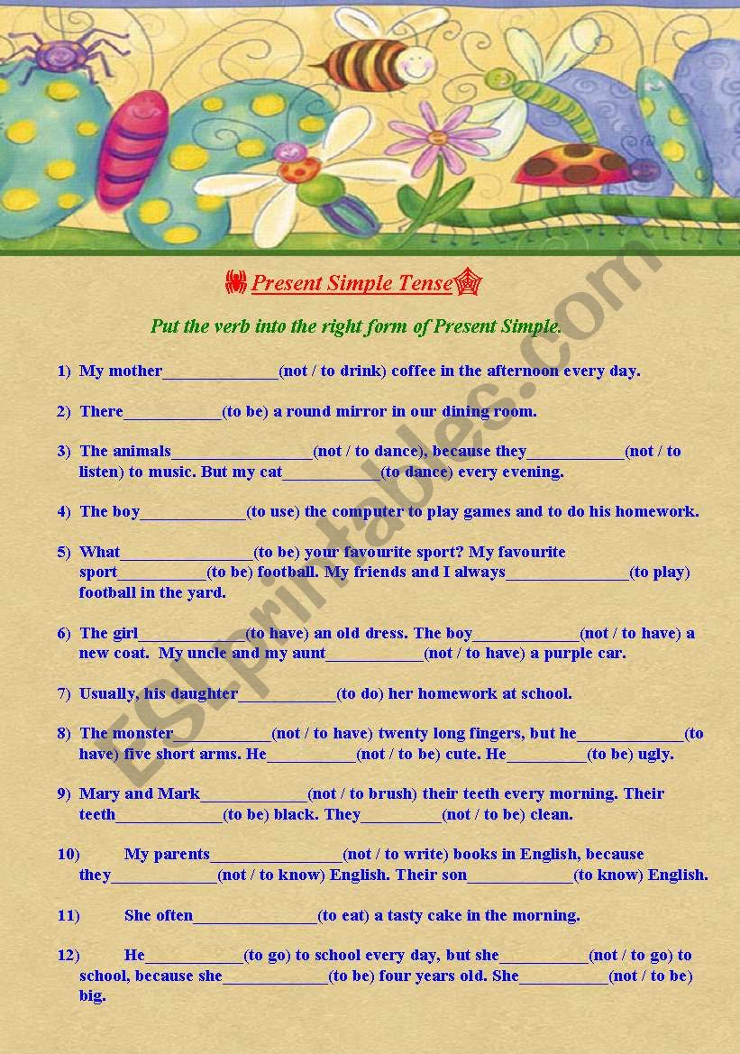 Present Simple Tense. Positive and Negative Sentences.