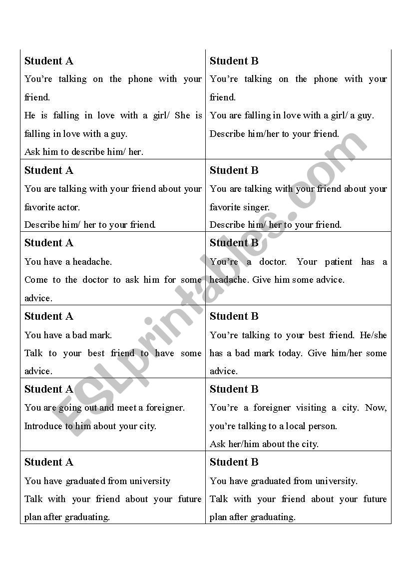 Conversation worksheet