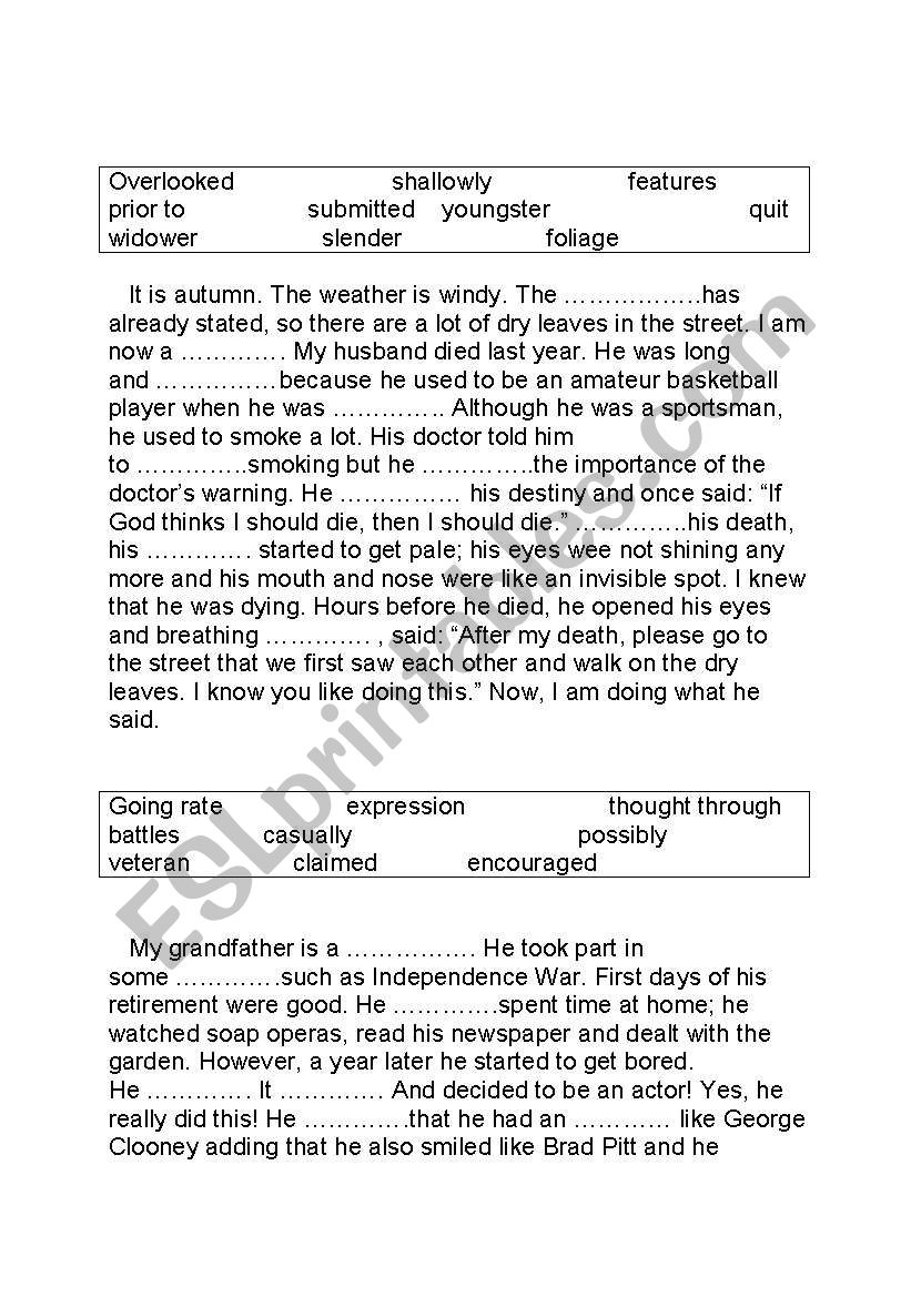 Vocabulary exercise worksheet