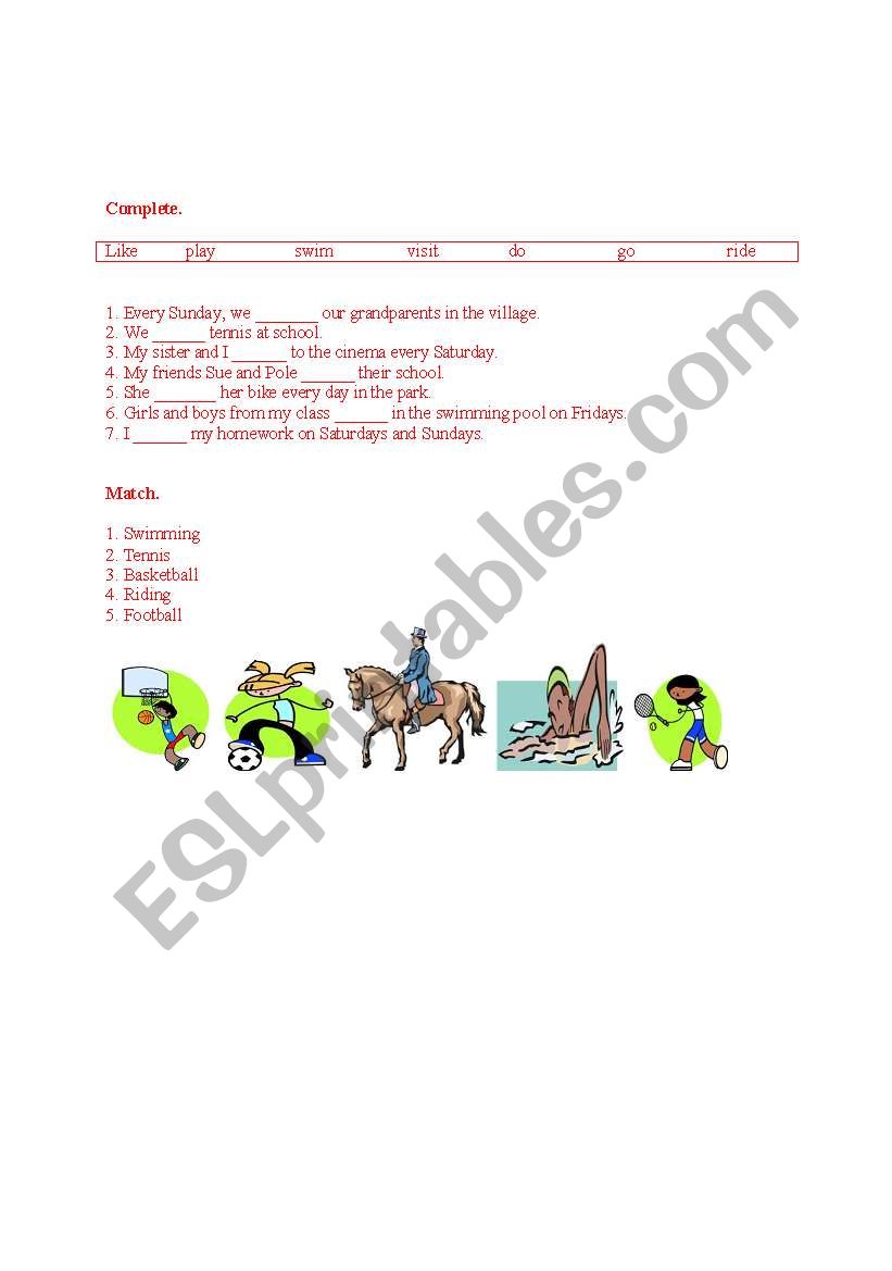 Put the verbs into the correct space