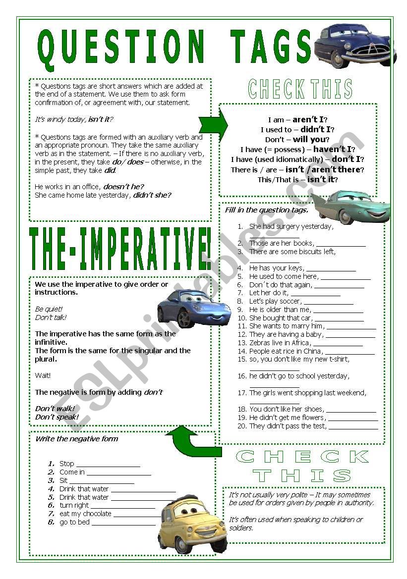 Imperative / Question Tags worksheet