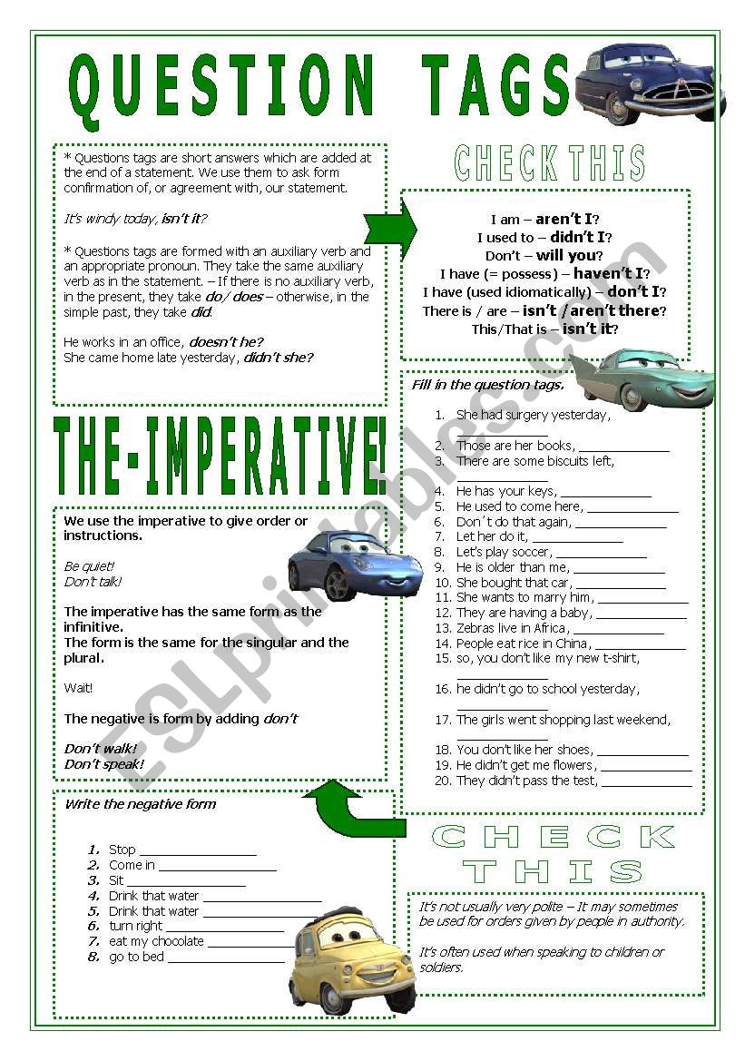 Imperative / Question Tags worksheet