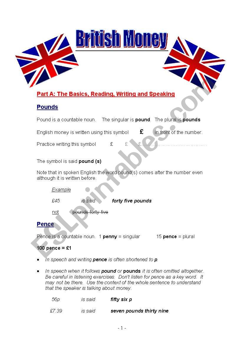 British Money worksheet