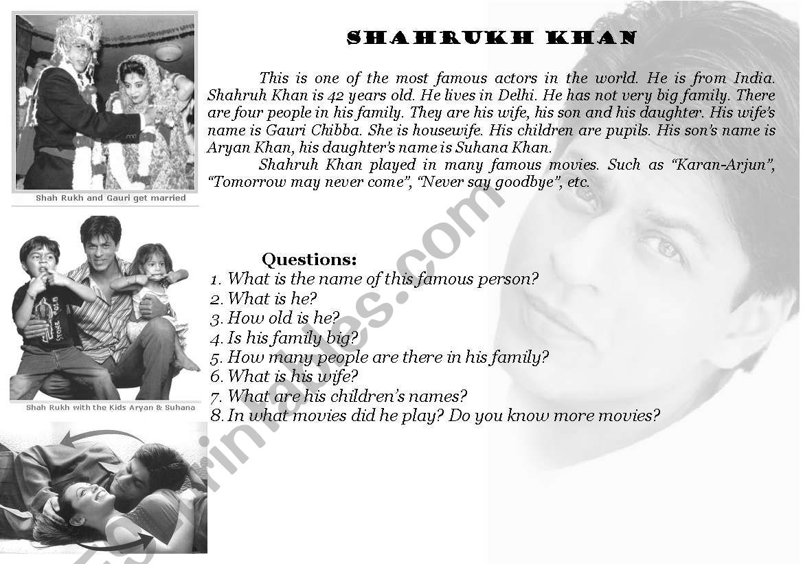 Working with text BOLLYWOOD worksheet