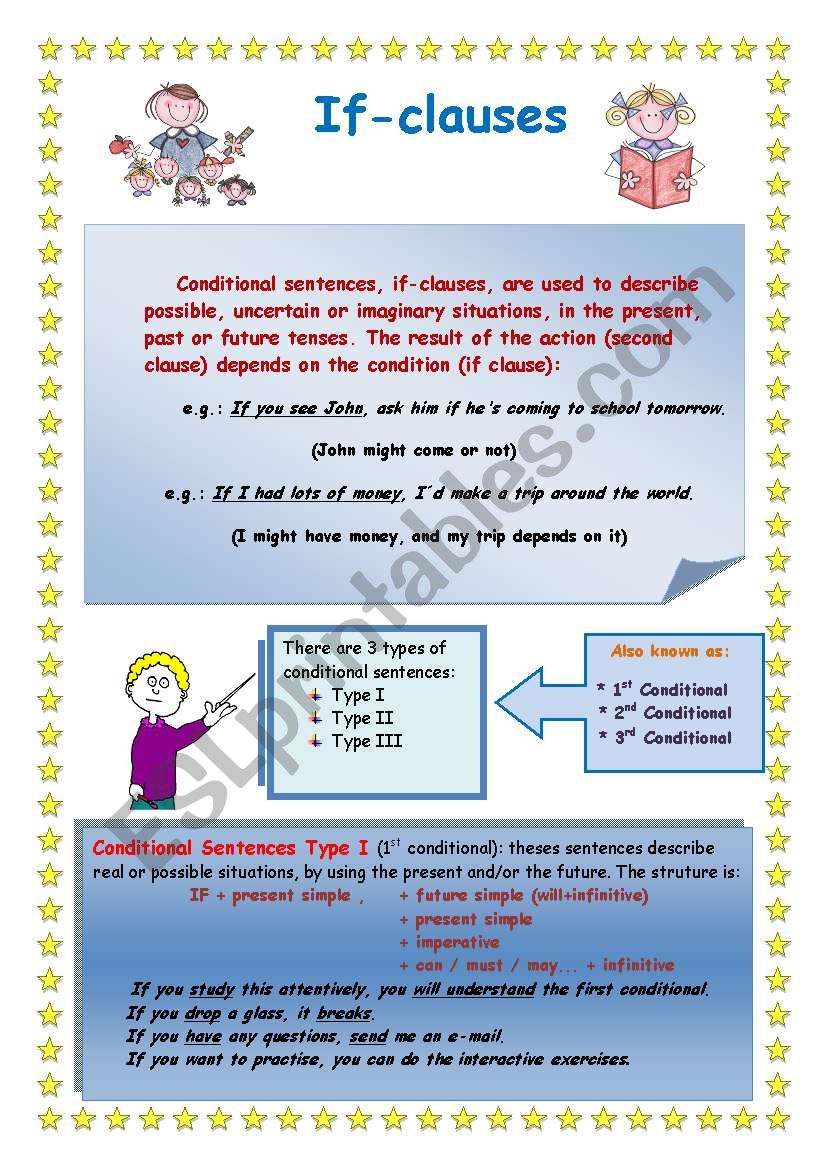 If Clauses (all types) worksheet