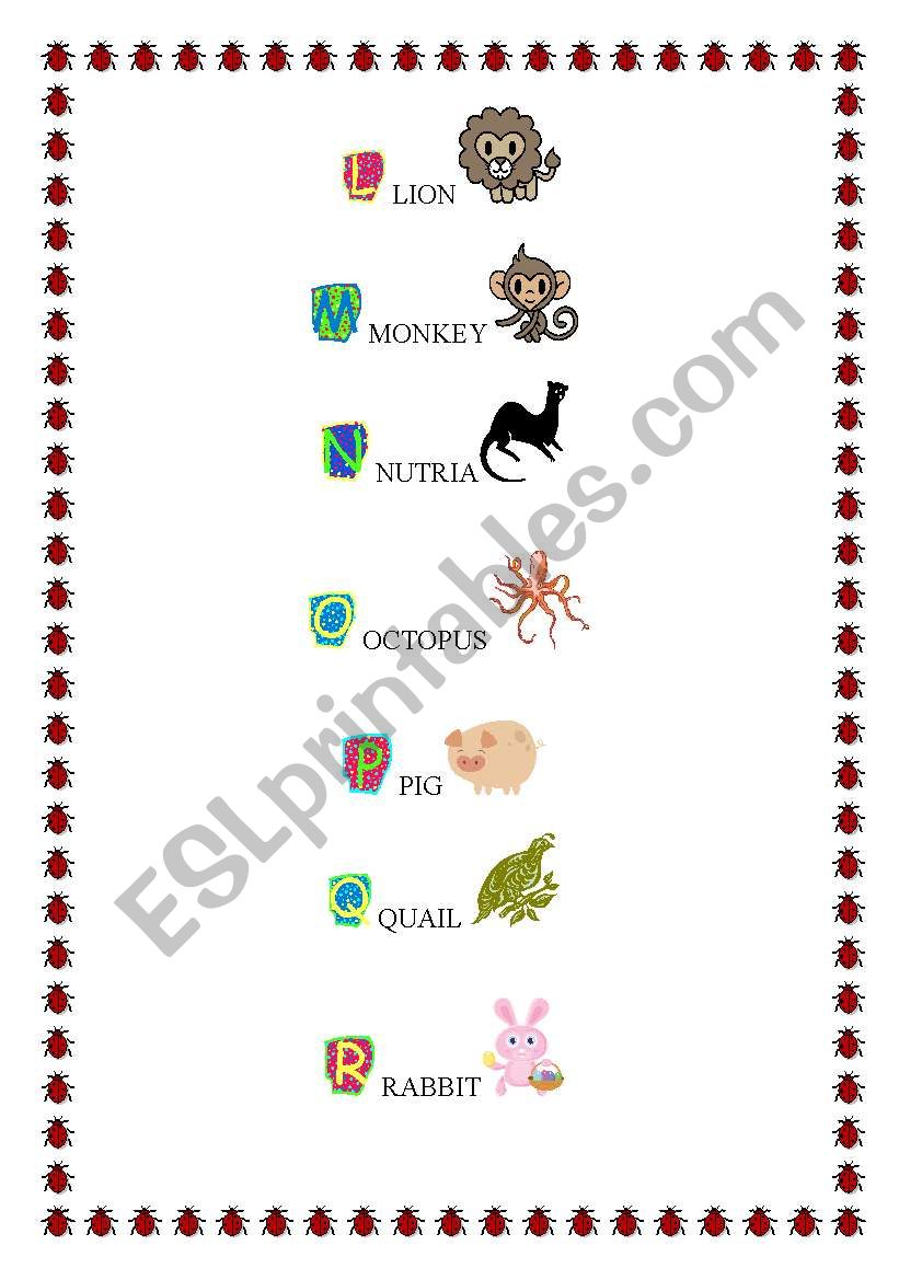 The Animal Alphabet part 2 (L-Z)