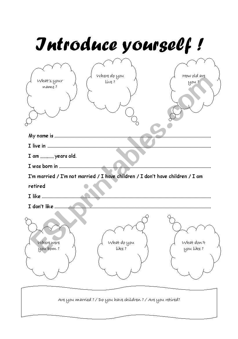 Introduce yourself worksheet