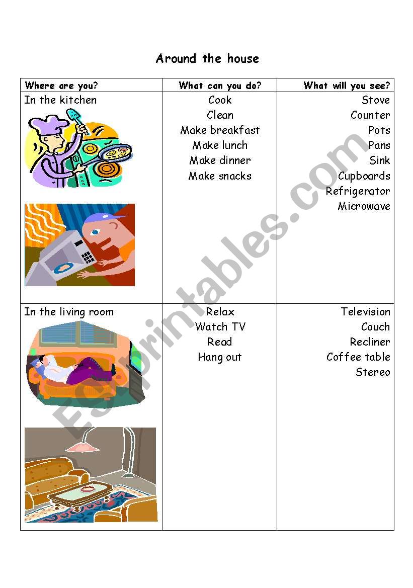 Around the house worksheet