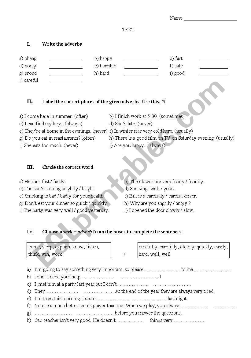 Adverbs or adjectives? worksheet