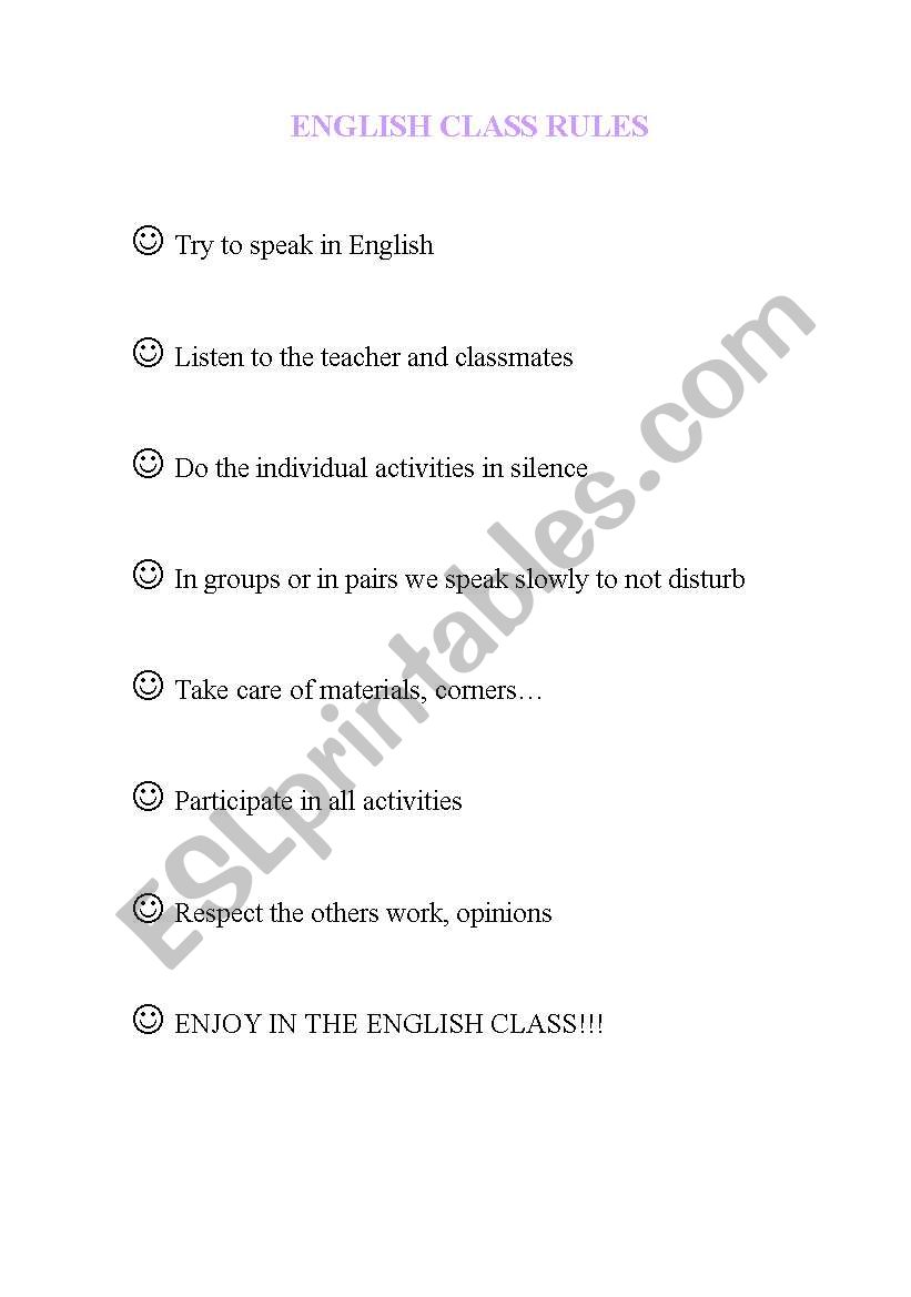 classroom rules worksheet