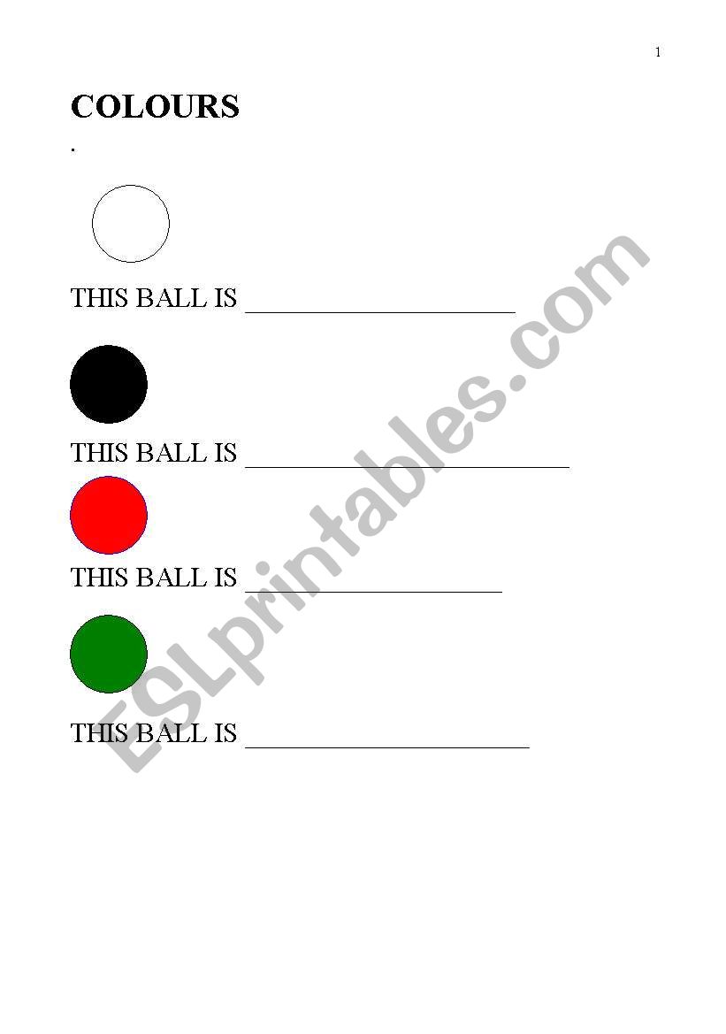 colours worksheet