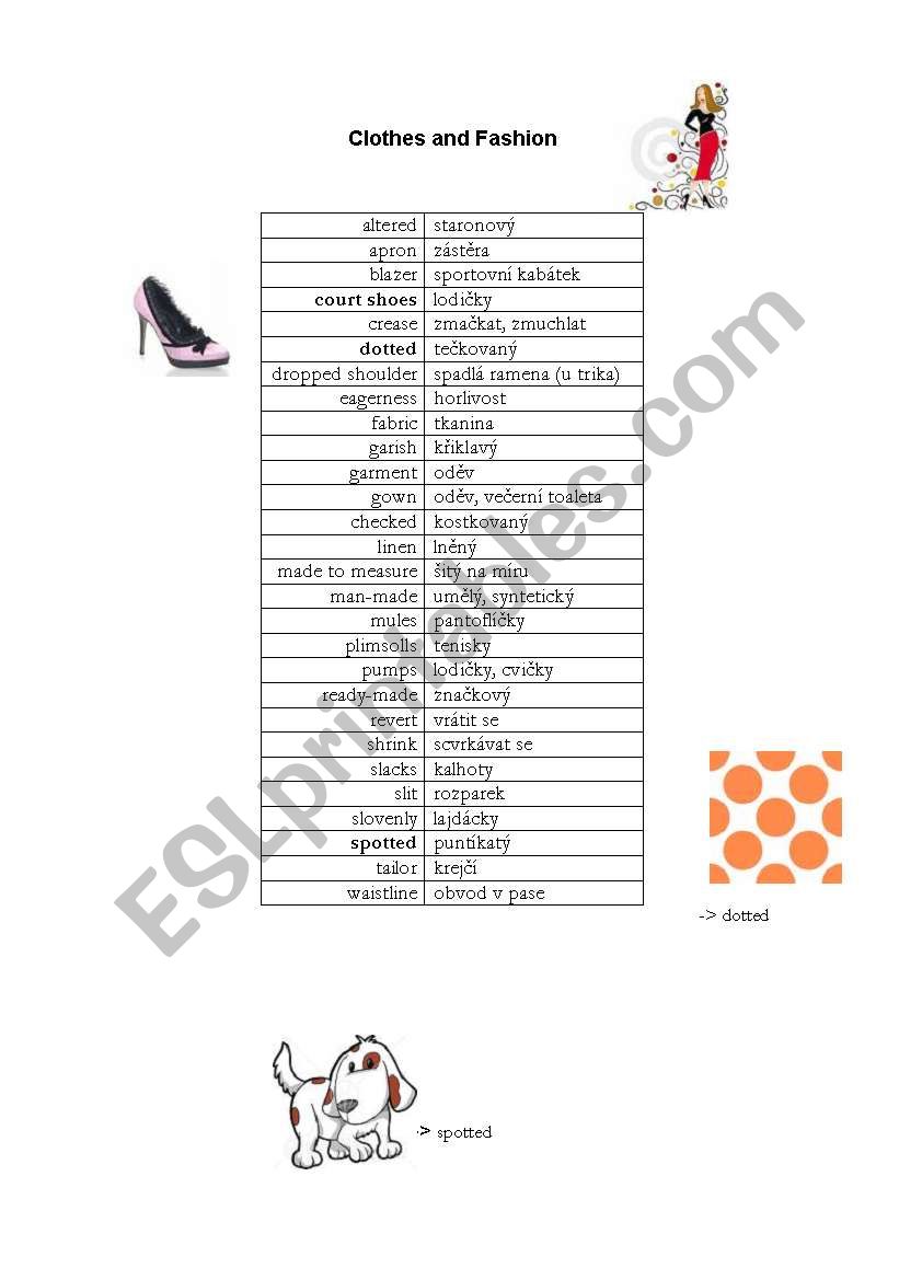 Clothes and Fashion worksheet